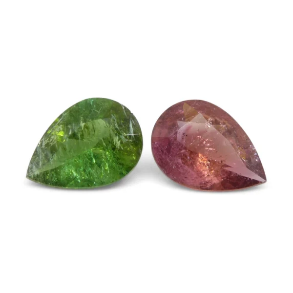 6.34ct Pair Pear Pink/Green Tourmaline
