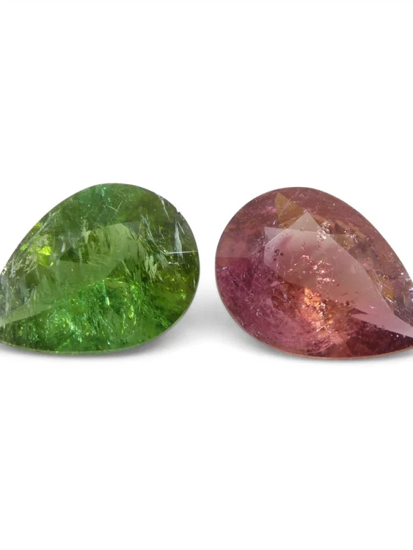 6.34ct Pair Pear Pink/Green Tourmaline