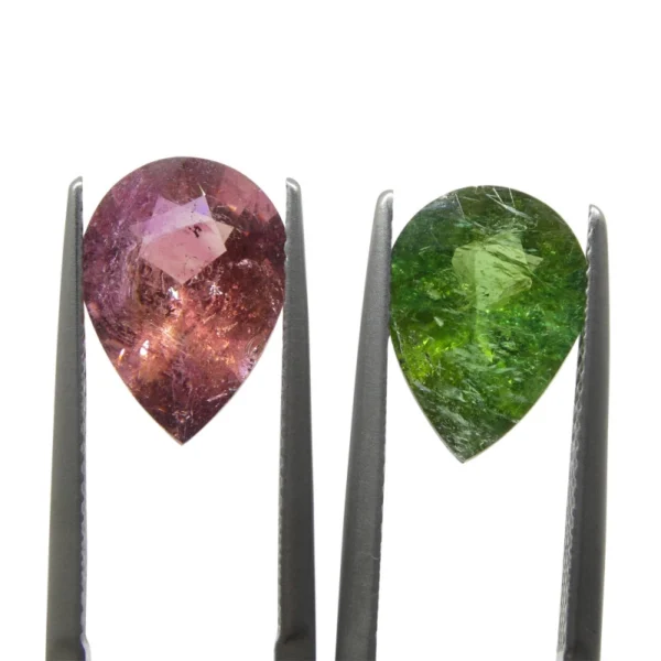 6.34ct Pair Pear Pink/Green Tourmaline