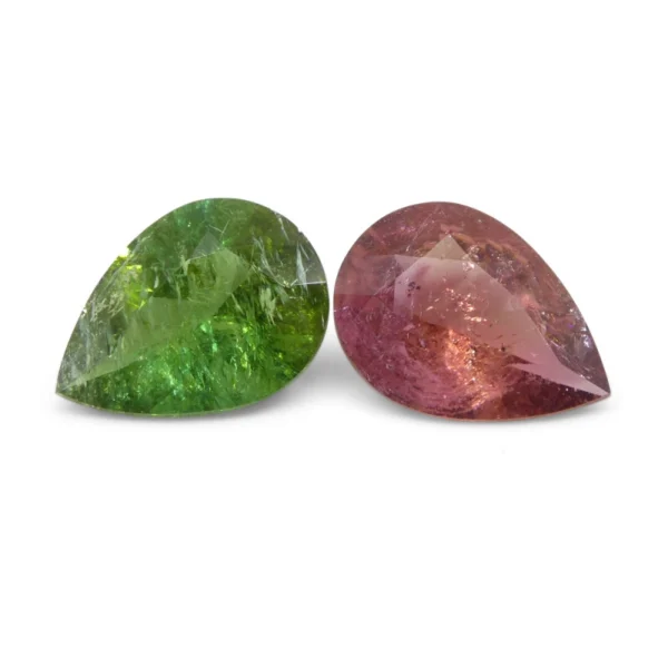 6.34ct Pair Pear Pink/Green Tourmaline