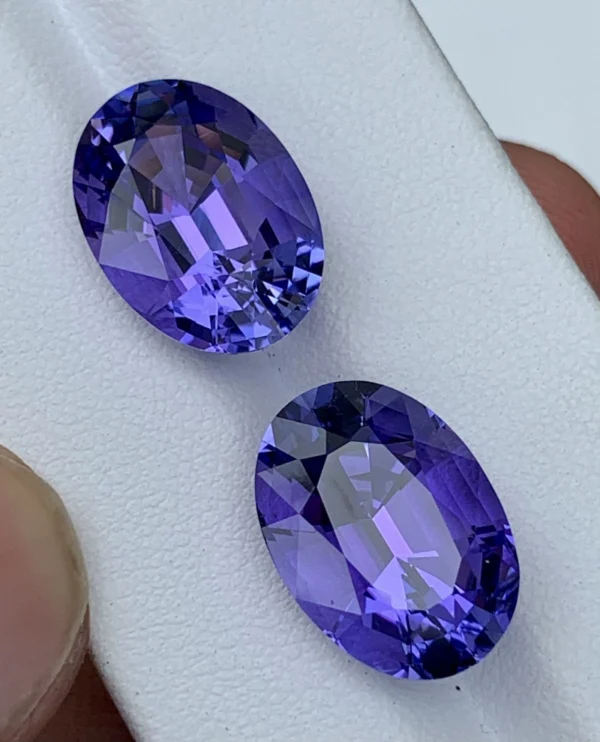 24.69 fancy carat Natural Tanzanite pair.