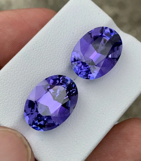 24.69 fancy carat Natural Tanzanite pair.