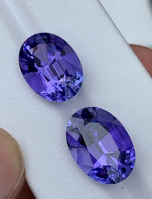 24.69 fancy carat Natural Tanzanite pair.