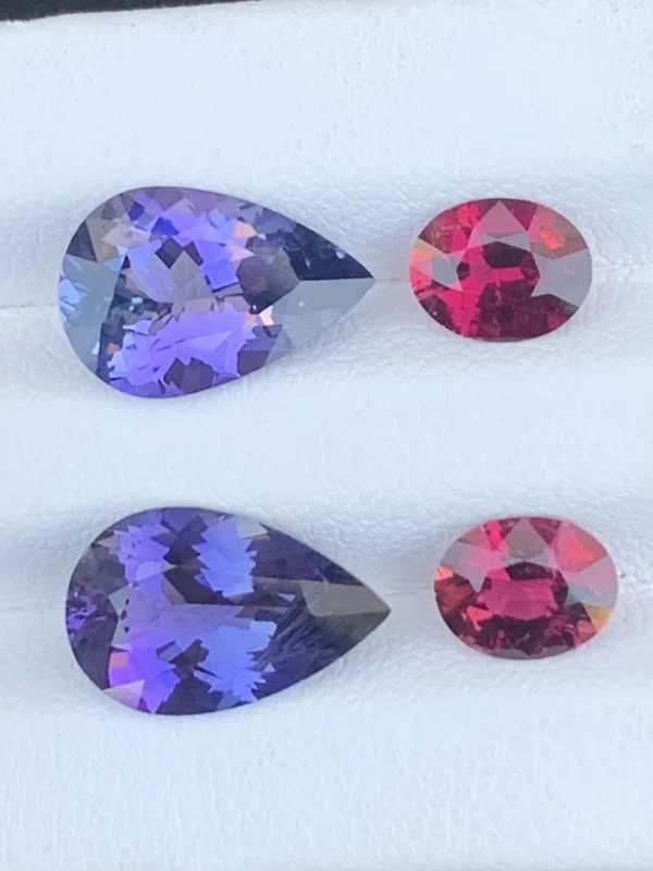 7.69 Cts Natural Beautiful Rubelite & Tanzanite Pairs Gemstones.