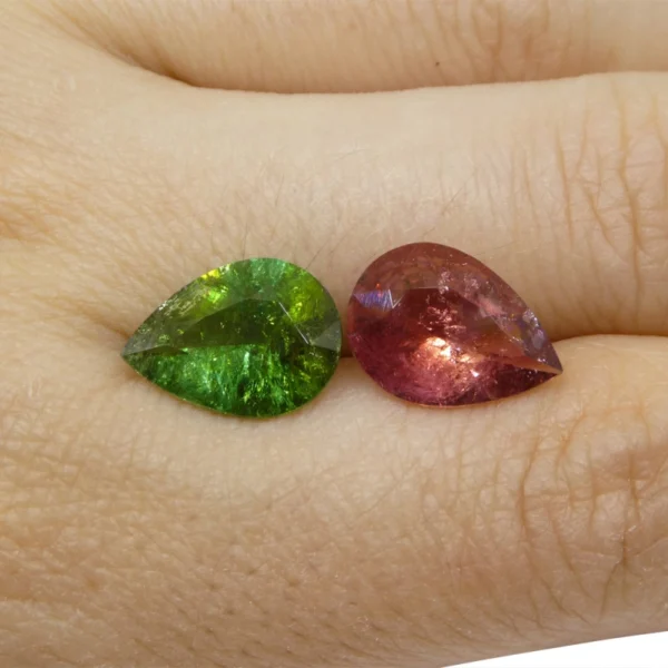 6.34ct Pair Pear Pink/Green Tourmaline