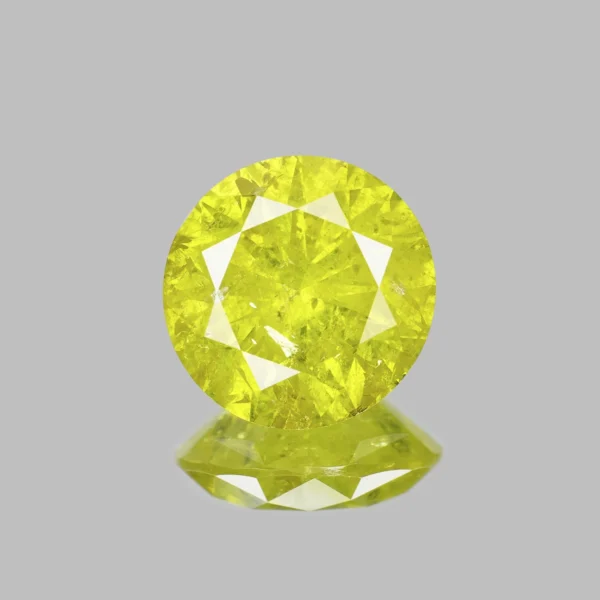 Natural Vivid Yellow Diamond 0.91 Cts Round Cut