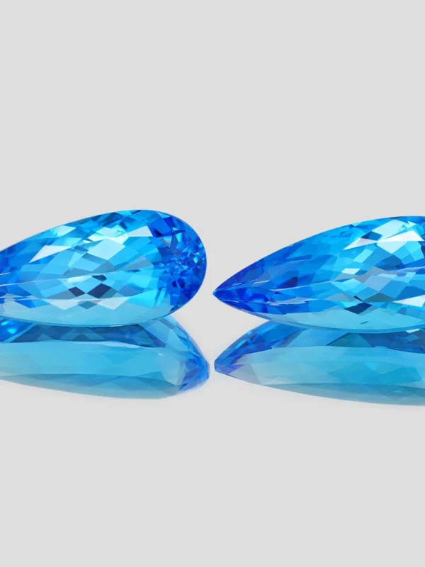 36.00Cts Natural Elegant Swiss Blue Topaz Long Pear Shape Matching Pair