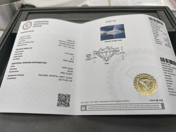 1.56CT NATURAL DIAMOND IGI KSI2